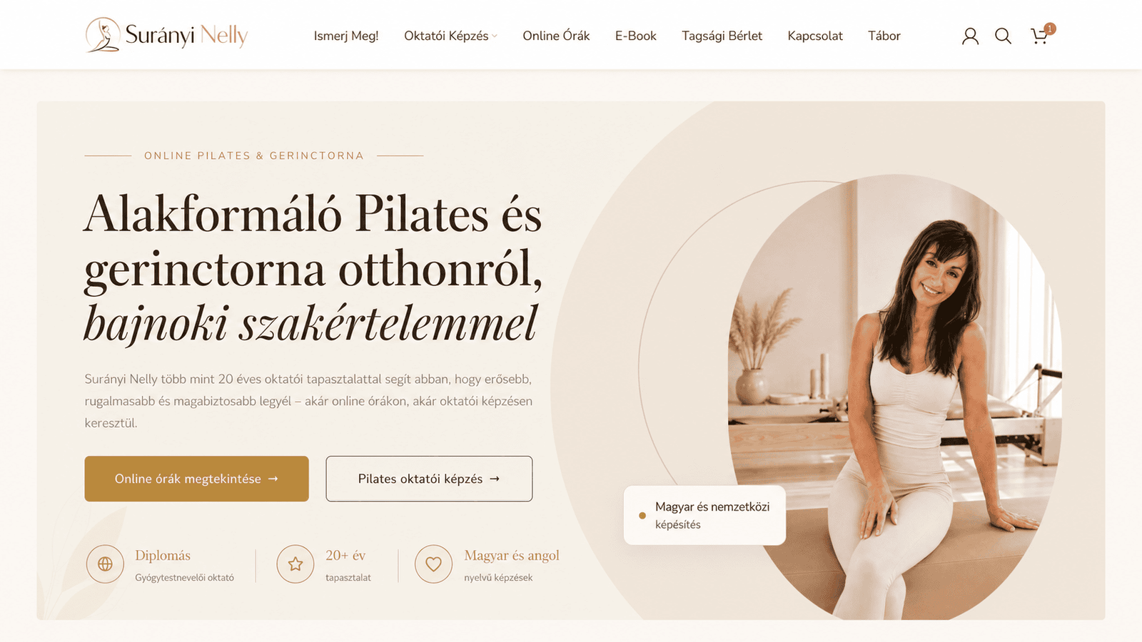 Surányi Nelly – Pilates oktatói képzés weboldal